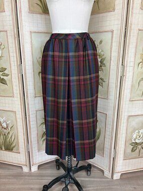1980s Millie Plaid Skirt, Berry Purple